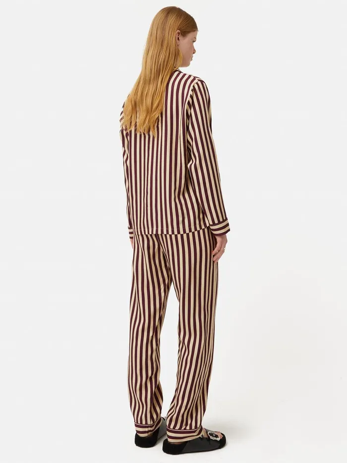 Women Classic Stripe Pyjama Burgundy Jigsaw Pyjamas and Loungewear