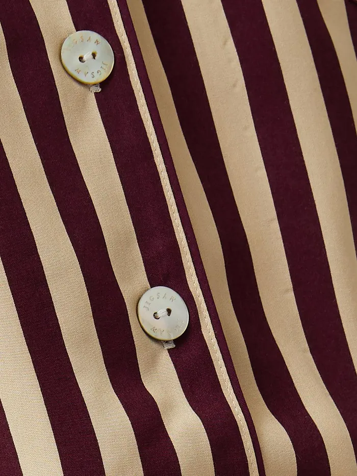 Women Classic Stripe Pyjama Burgundy Jigsaw Pyjamas and Loungewear