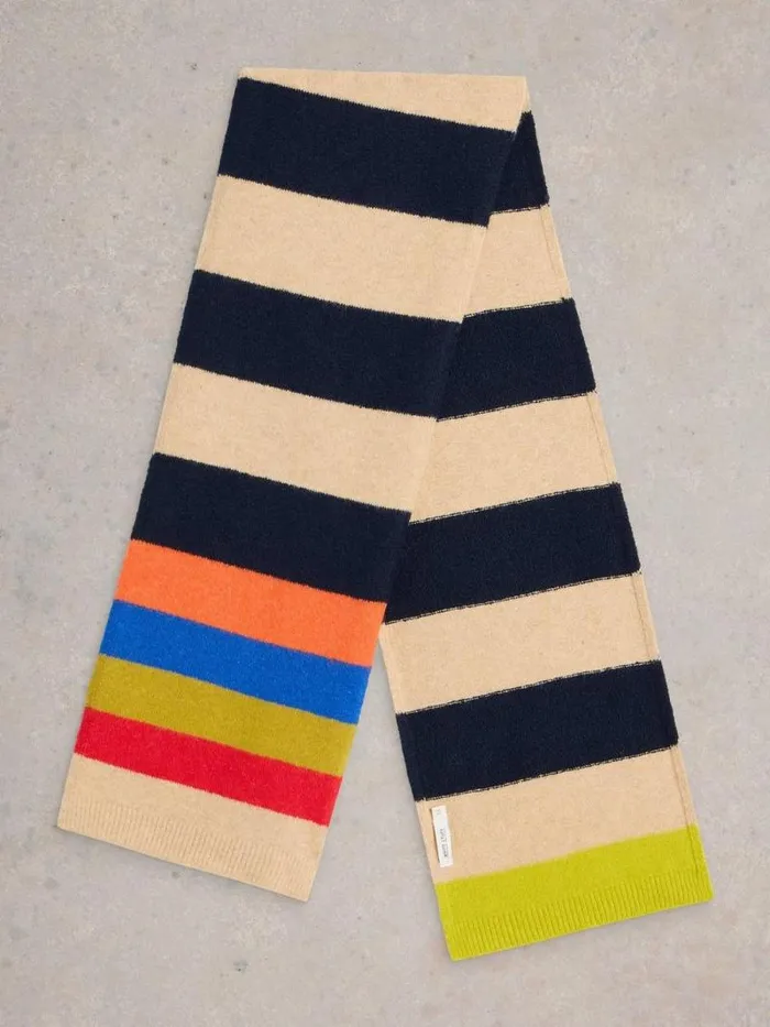 Women Colourblock Stripe Knit Scarf Navy Multi White Stuff Scarves Women Colourblock Stripe Knit Scarf Navy Multi White Stuff Scarves