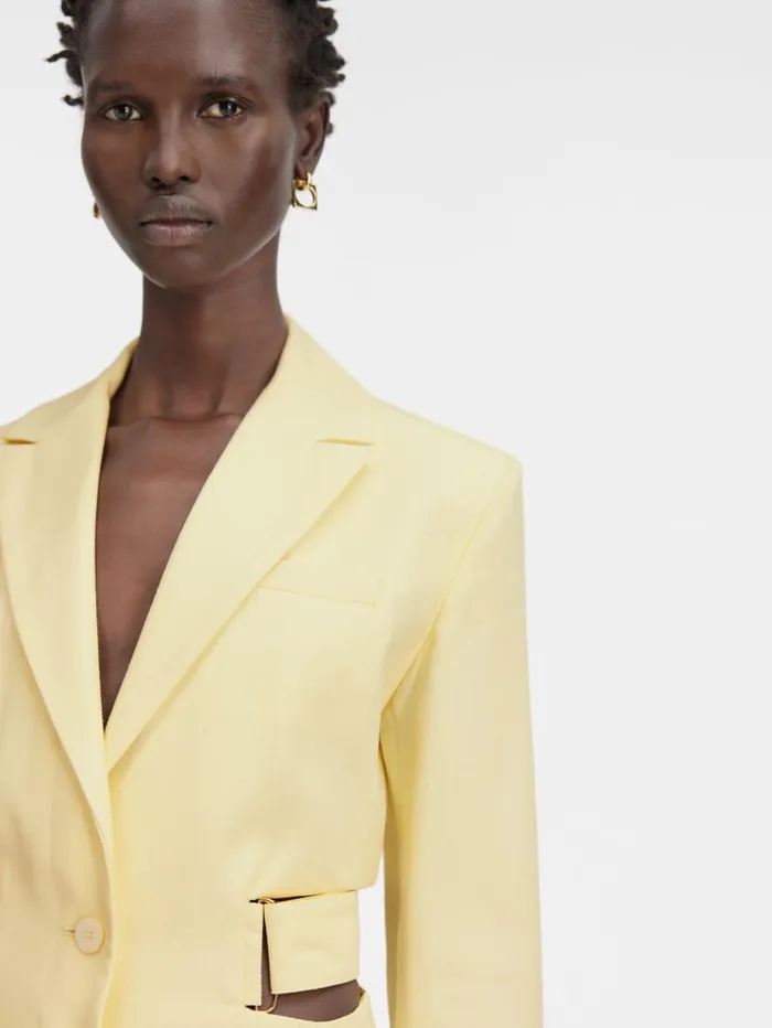 Women Dresses and Skirts JACQUEMUS The Bari Dress Pale Yellow Women Dresses and Skirts JACQUEMUS The Bari Dress Pale Yellow