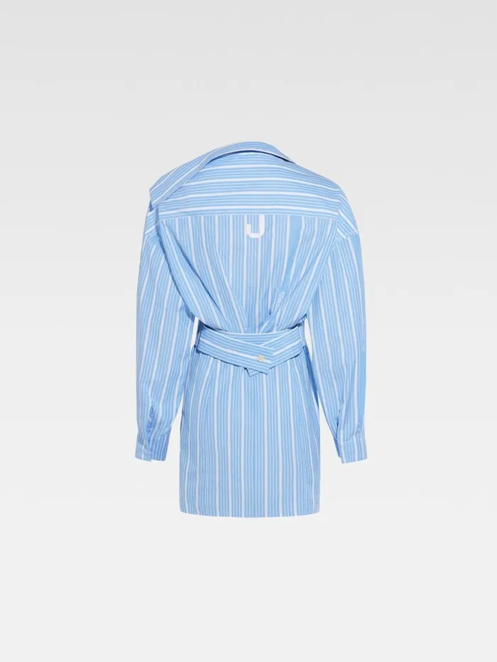 Women Dresses and Skirts JACQUEMUS The Mini Shirt Dress Jacquard Bluewhite Women Dresses and Skirts JACQUEMUS The Mini Shirt Dress Jacquard Bluewhite