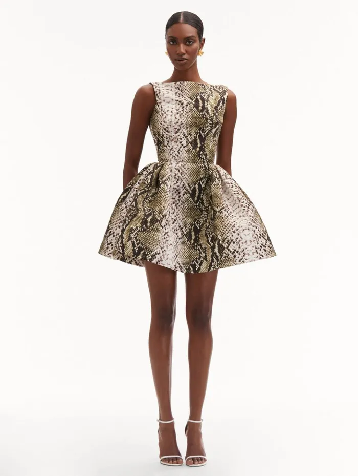 Women Dresses Oscar De La Renta Snake Faille Cocktail Dress Olive Women Dresses Oscar De La Renta Snake Faille Cocktail Dress Olive