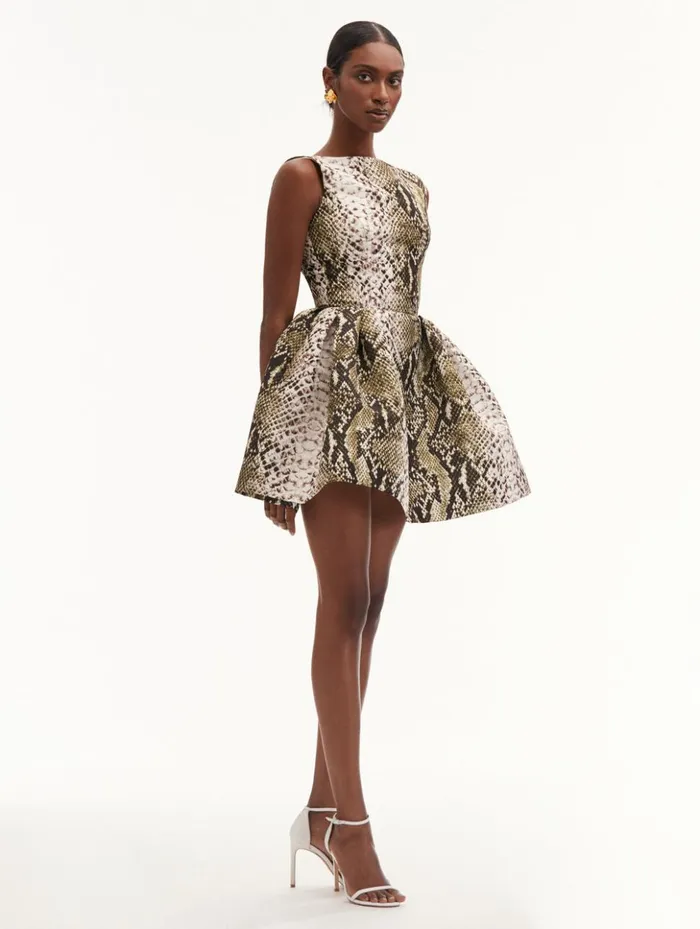 Women Dresses Oscar De La Renta Snake Faille Cocktail Dress Olive Women Dresses Oscar De La Renta Snake Faille Cocktail Dress Olive