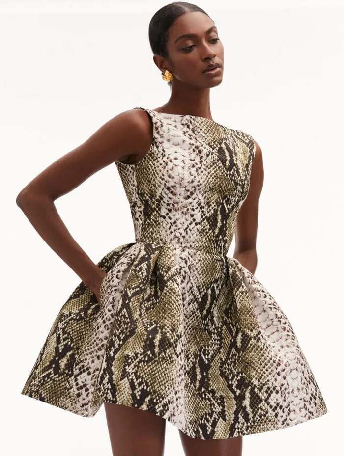 Women Dresses Oscar De La Renta Snake Faille Cocktail Dress Olive Women Dresses Oscar De La Renta Snake Faille Cocktail Dress Olive