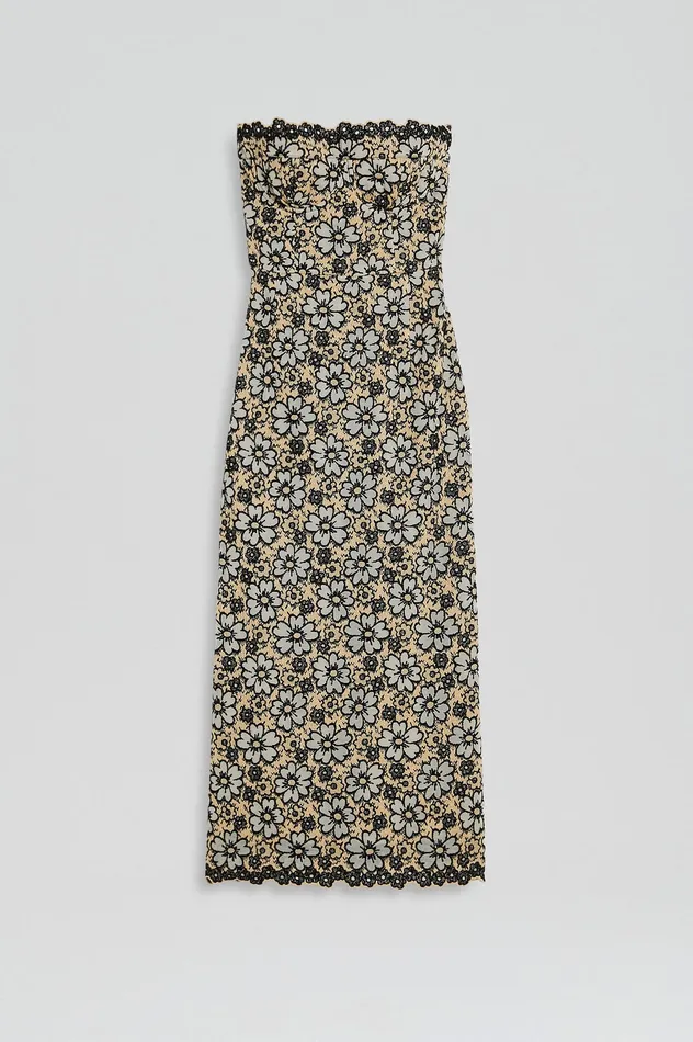 Women Dresses Scanlan Theodore EMBROIDERED FLORAL DRESS BLACKCREAM