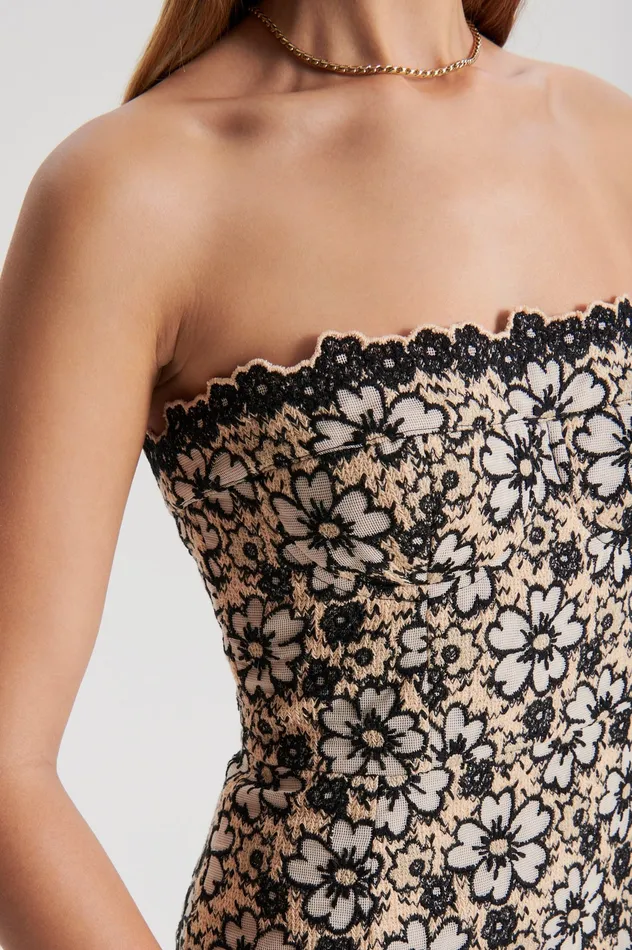 Women Dresses Scanlan Theodore EMBROIDERED FLORAL DRESS BLACKCREAM