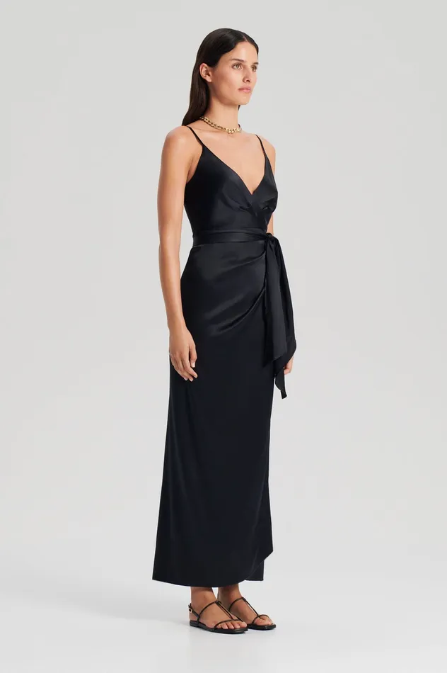 Women Dresses Scanlan Theodore SILK WRAP DRESS BLACK