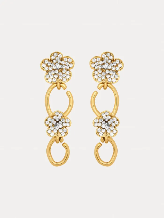 Women Earrings Oscar De La Renta Crystal Flower O Drop Earrings Crystal