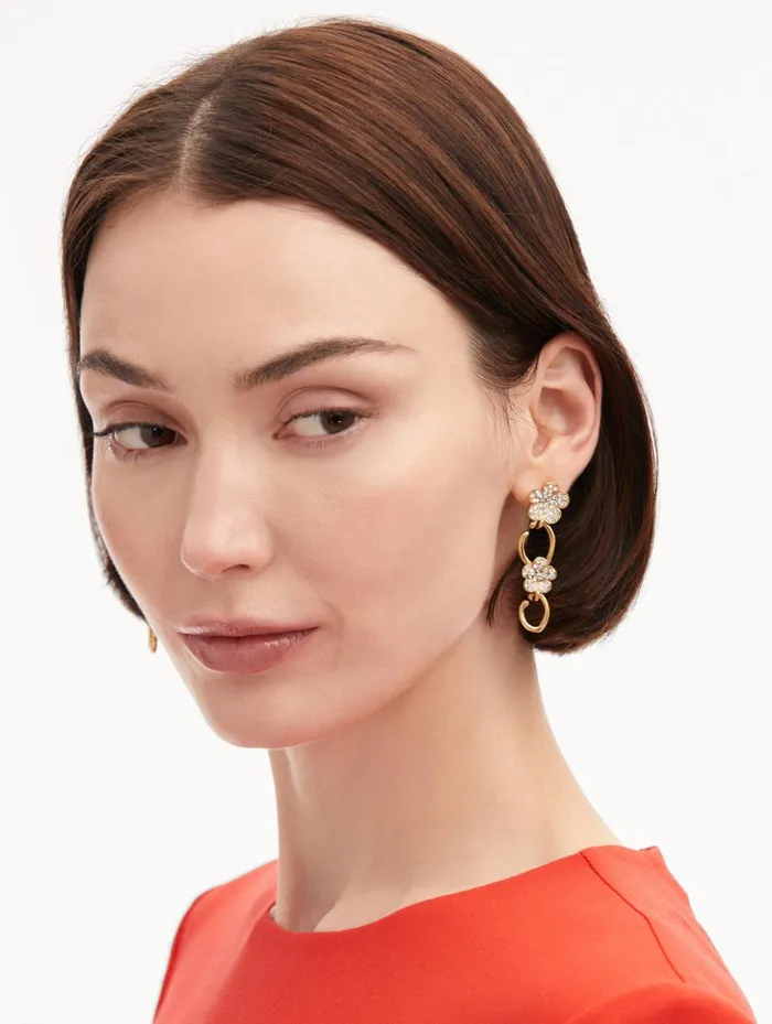 Women Earrings Oscar De La Renta Crystal Flower O Drop Earrings Crystal Women Earrings Oscar De La Renta Crystal Flower O Drop Earrings Crystal