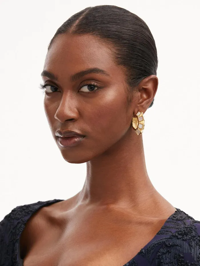 Women Earrings Oscar De La Renta Square Stone Hoop Earrings Pearl Women Earrings Oscar De La Renta Square Stone Hoop Earrings Pearl