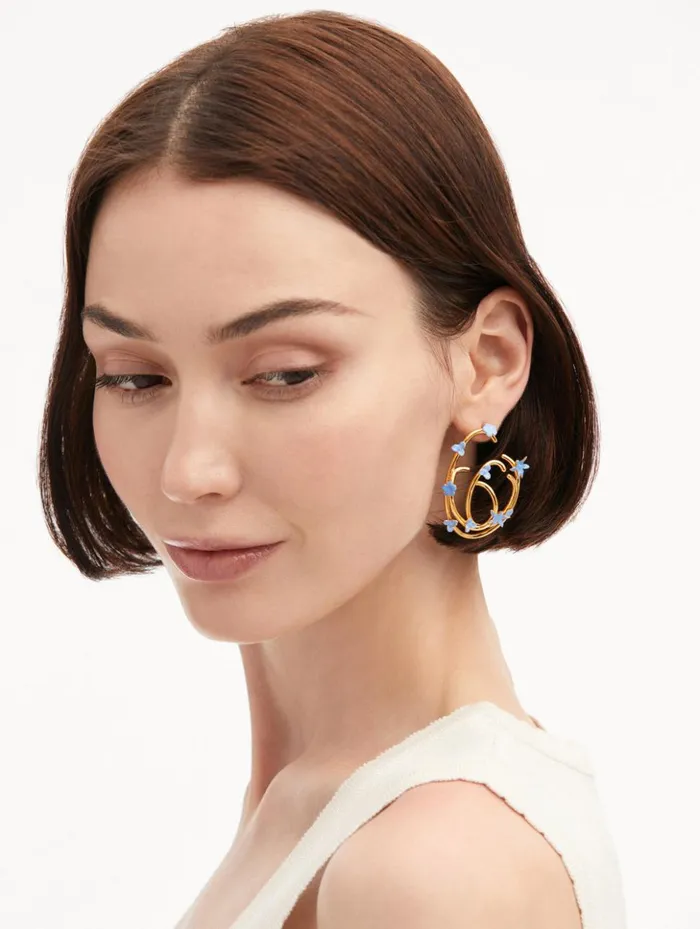 Women Earrings Oscar De La Renta Tangled O Floral Earrings Blue