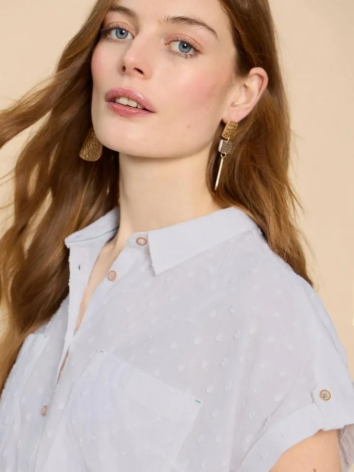 Women Ellie Organic Cotton Shirt Pale Ivory White Stuff Shirts and Blouses