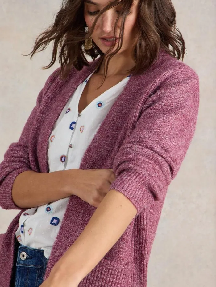 Women ERIN LONGLINE CARDI Dk Plum White Stuff Knitwear