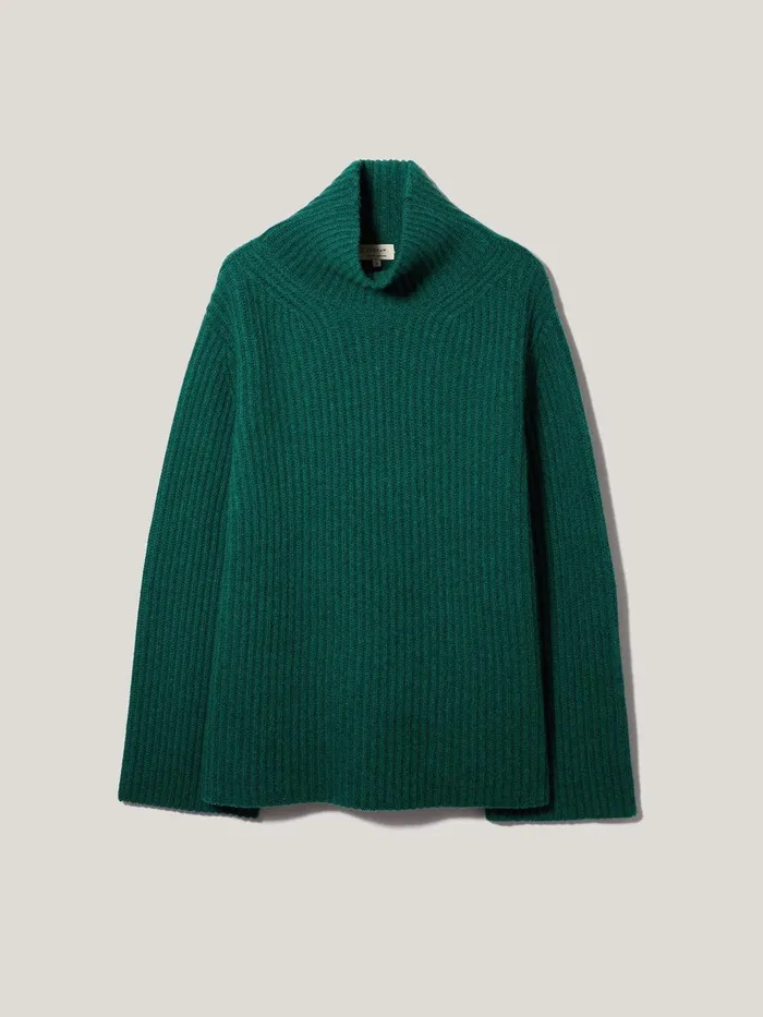 Women Faroe Fishermans Rib Jumper Green Jigsaw Knitwear and Cashmere