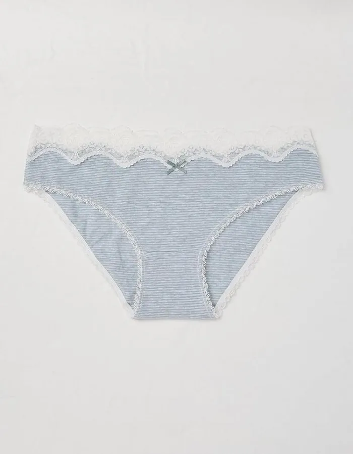 Women FatFace Buy 2 Get 1 Free Underwear Stripe Mini Knickers Grey Marl