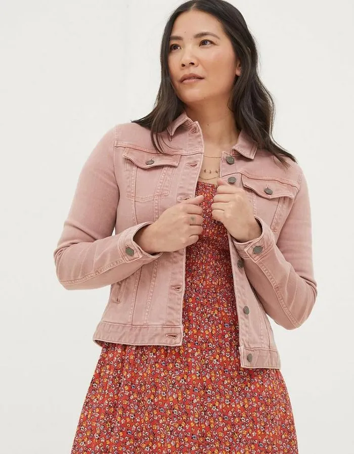Women FatFace Coats and Jackets Tasha Denim Jacket Rose Pink