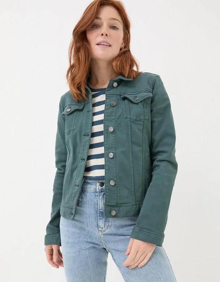 Women FatFace Coats and Jackets Tasha Denim Jacket Teal Green