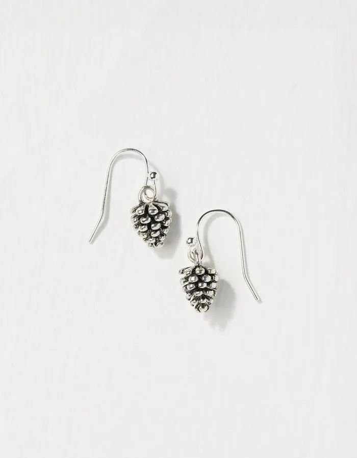 Women FatFace Jewelry Pinecone Earrings Silver