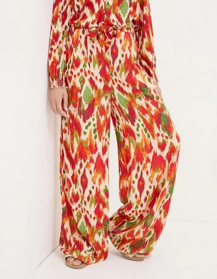 Women FatFace Pants and Leggings Ines Paradise Ikat Wide Leg Pants Multi
