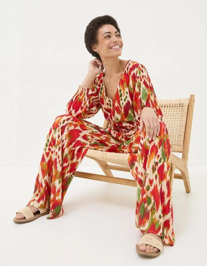 Women FatFace Pants and Leggings Ines Paradise Ikat Wide Leg Pants Multi