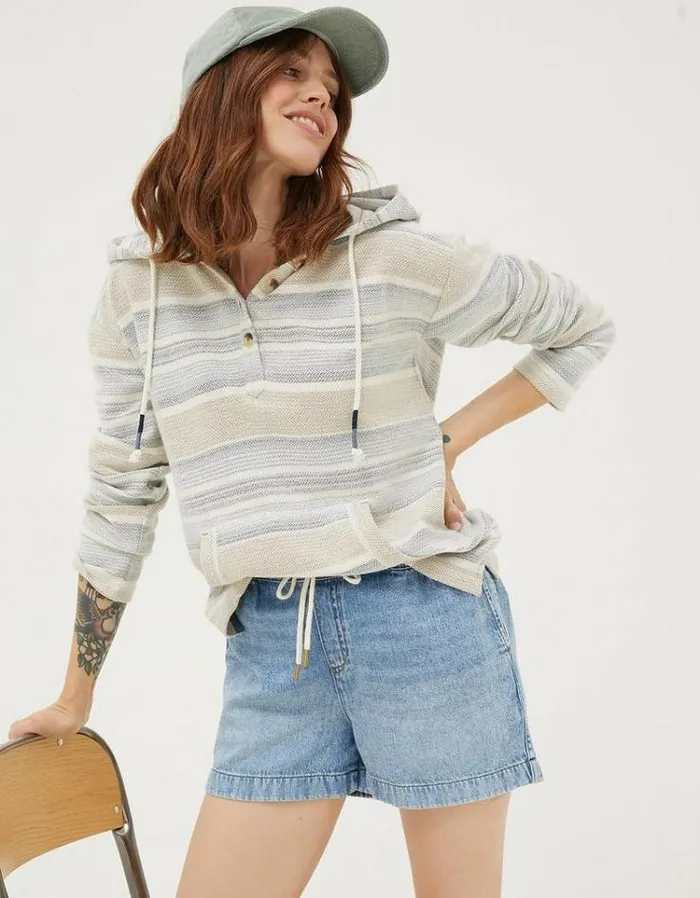 Women FatFace Vacation Shop Ashby Pull On Denim Shorts Light Denim Blue