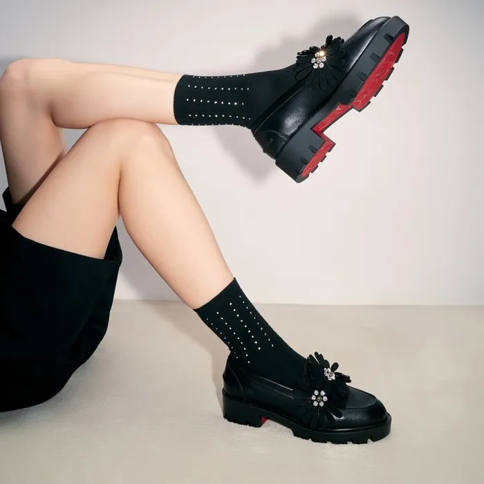 Women Flora Moc Loafers 8211 Nappa Leather And Suede 8211 Black Christian Louboutin Flats and Loafers Women Flora Moc Loafers 8211 Nappa Leather And Suede 8211 Black Christian Louboutin Flats and Loafers