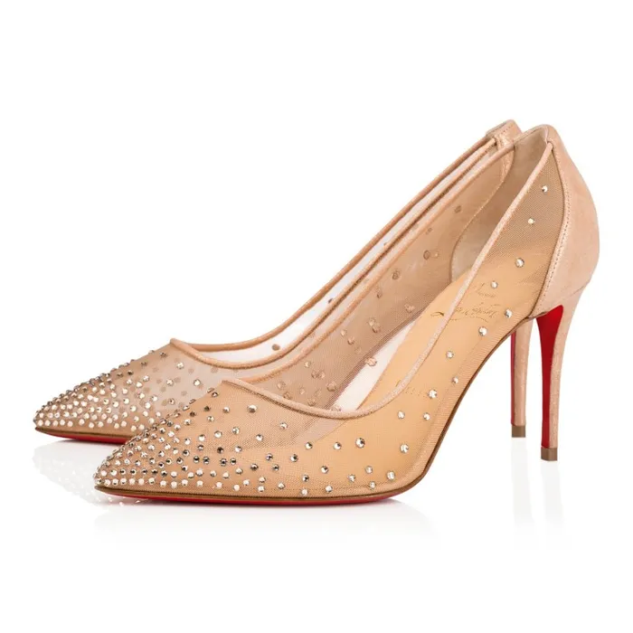 Women Follies Strass 85 Mm Pumps 8211 Mesh And Suede 8211 Light Silk Christian Louboutin Pumps Women Follies Strass 85 Mm Pumps 8211 Mesh And Suede 8211 Light Silk Christian Louboutin Pumps