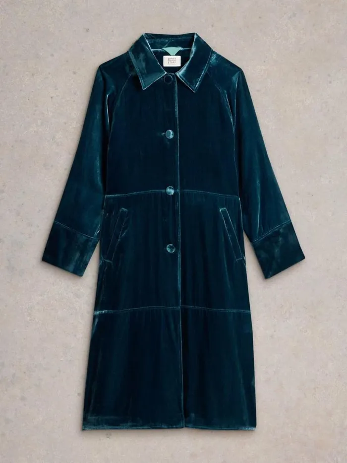 Women Freya Velvet Duster Coat Dk Teal White Stuff Coats and Jackets Women Freya Velvet Duster Coat Dk Teal White Stuff Coats and Jackets