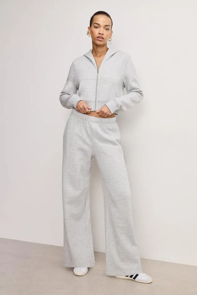 Women GOOD AMERICAN Sweaters BRUSHED FLEECE ZIPHOODIE Heather Grey001 Women GOOD AMERICAN Sweaters BRUSHED FLEECE ZIPHOODIE Heather Grey001