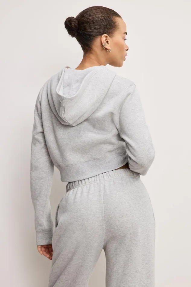 Women GOOD AMERICAN Sweaters BRUSHED FLEECE ZIPHOODIE Heather Grey001 Women GOOD AMERICAN Sweaters BRUSHED FLEECE ZIPHOODIE Heather Grey001