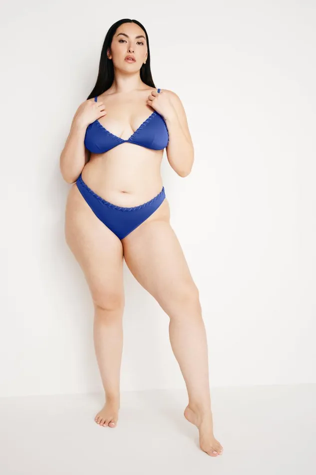 Women GOOD AMERICAN Swim WHIP STITCH COMPRESSION BIKINIBRIEF Capri Blue004