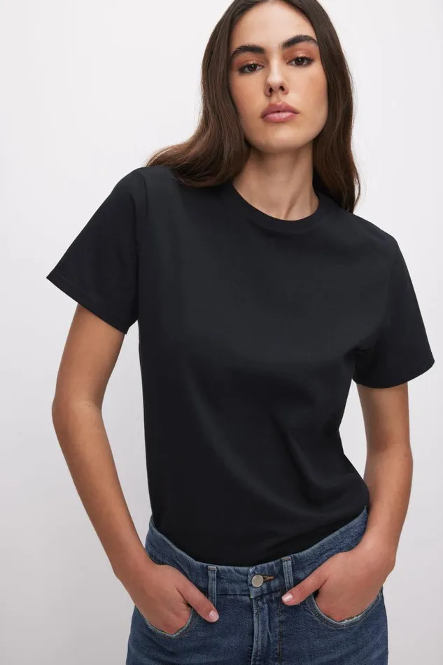 Women GOOD AMERICAN Tops COTTON CLASSICTEE Black001