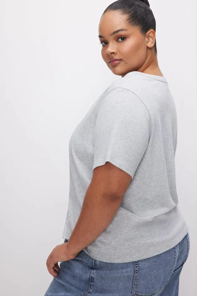 Women GOOD AMERICAN Tops COTTON CLASSIC VNECKTEE Heather Grey001