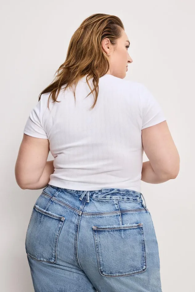 Women GOOD AMERICAN Tops COTTON POINTELLE BABYTEE White001 Women GOOD AMERICAN Tops COTTON POINTELLE BABYTEE White001