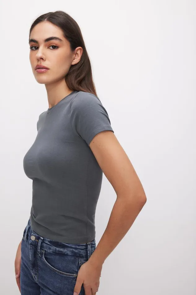 Women GOOD AMERICAN Tops SUPER STRETCH BABYTEE Carbon003