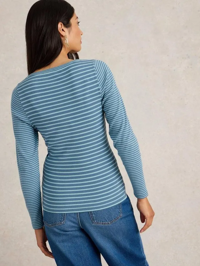 Women HALLEY RIB STRIPE HENLEY Blue Multi White Stuff Tops and Tees Women HALLEY RIB STRIPE HENLEY Blue Multi White Stuff Tops and Tees