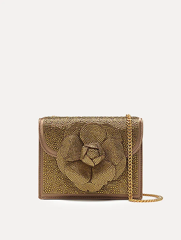 Women Handbags Oscar De La Renta Crystal Pav Mini TRO Bag Bronze