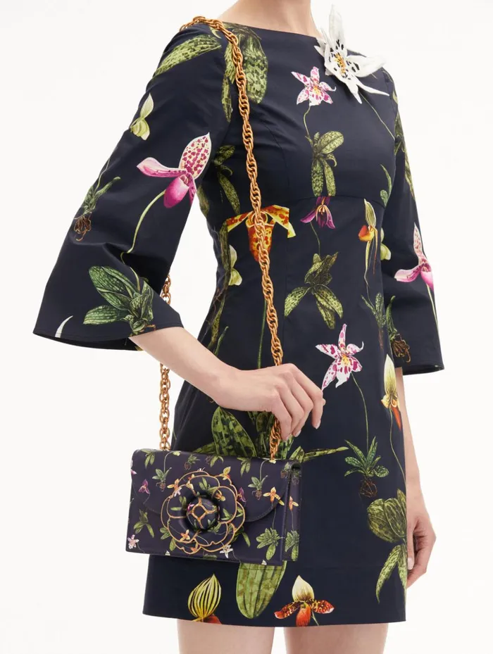 Women Handbags Oscar De La Renta Orchid Printed TRO Bag Navy Women Handbags Oscar De La Renta Orchid Printed TRO Bag Navy