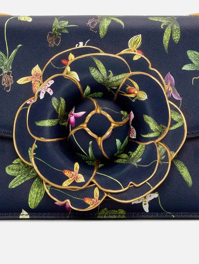 Women Handbags Oscar De La Renta Orchid Printed TRO Bag Navy Women Handbags Oscar De La Renta Orchid Printed TRO Bag Navy