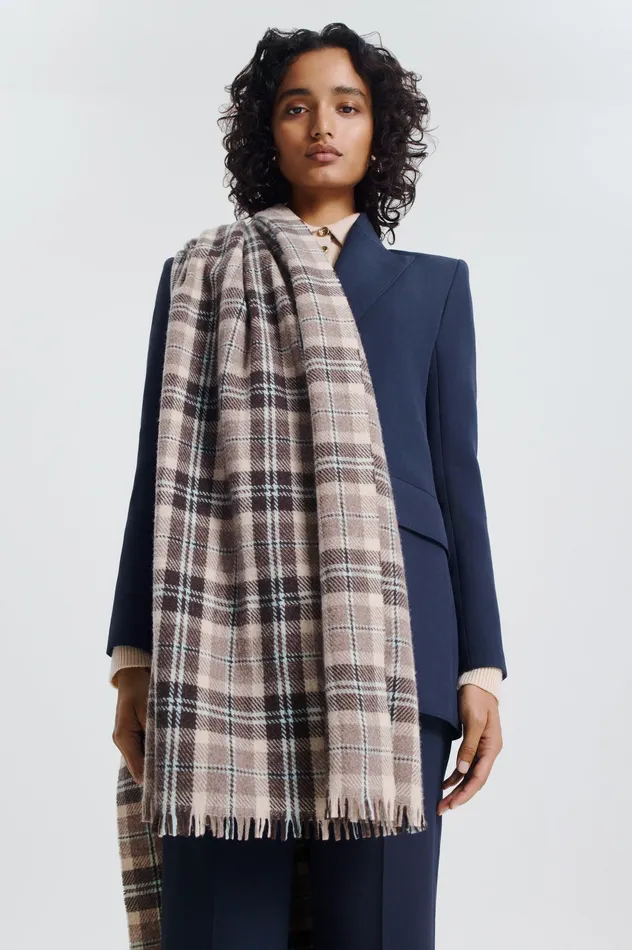 Women ITALIAN PLAID SCARF GREY Knitwear Scanlan Theodore