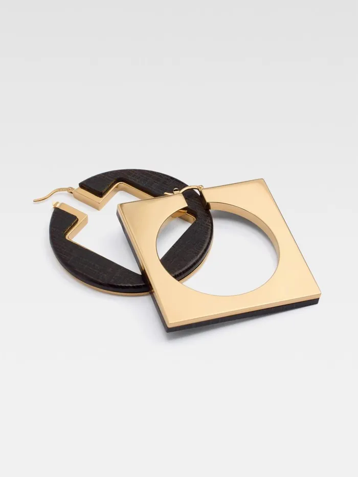 Women Jewellery JACQUEMUS The Rond Carr Hoops Earrings Gold Brown Women Jewellery JACQUEMUS The Rond Carr Hoops Earrings Gold Brown
