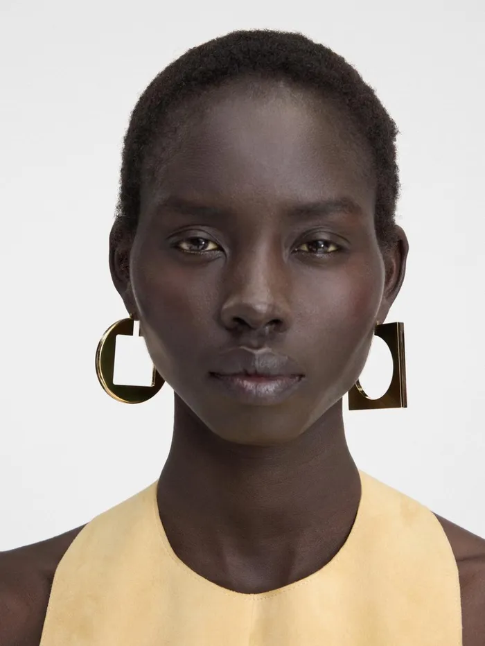 Women Jewellery JACQUEMUS The Rond Carr Hoops Earrings Gold Brown Women Jewellery JACQUEMUS The Rond Carr Hoops Earrings Gold Brown