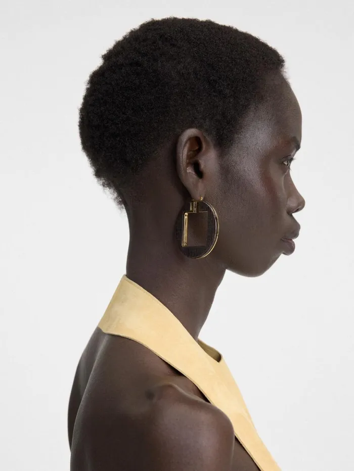 Women Jewellery JACQUEMUS The Rond Carr Hoops Earrings Gold Brown Women Jewellery JACQUEMUS The Rond Carr Hoops Earrings Gold Brown
