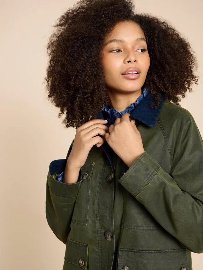 Women Juniper Cotton Jacket Khaki Green White Stuff Coats and Jackets Women Juniper Cotton Jacket Khaki Green White Stuff Coats and Jackets