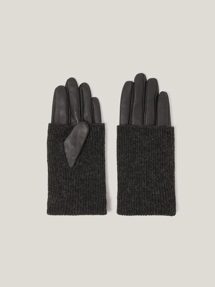 Women Knitted Leather Glove Black Jigsaw Wallets and Card Holders