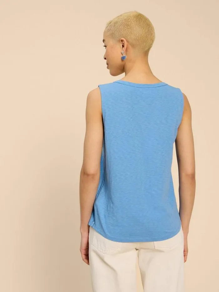 Women LAILA COTTON VEST Mid Blue White Stuff Tops and Tees
