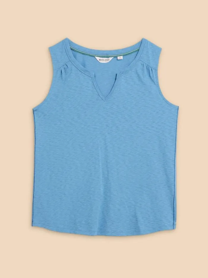 Women LAILA COTTON VEST Mid Blue White Stuff Tops and Tees