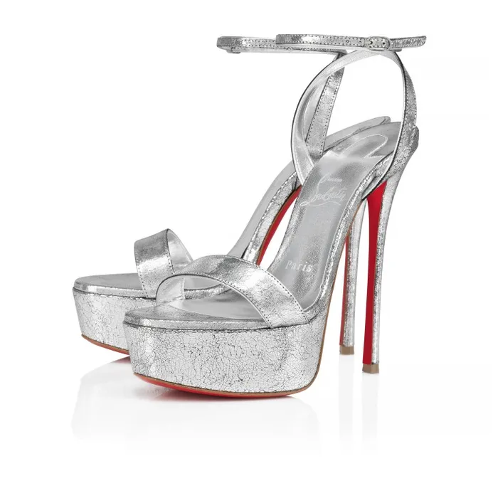 Women Loubi Queen Alta 150 Mm Strappy Sandals 8211 Manoir Specchio Leather 8211 Silver Christian Louboutin Platforms Women Loubi Queen Alta 150 Mm Strappy Sandals 8211 Manoir Specchio Leather 8211 Silver Christian Louboutin Platforms