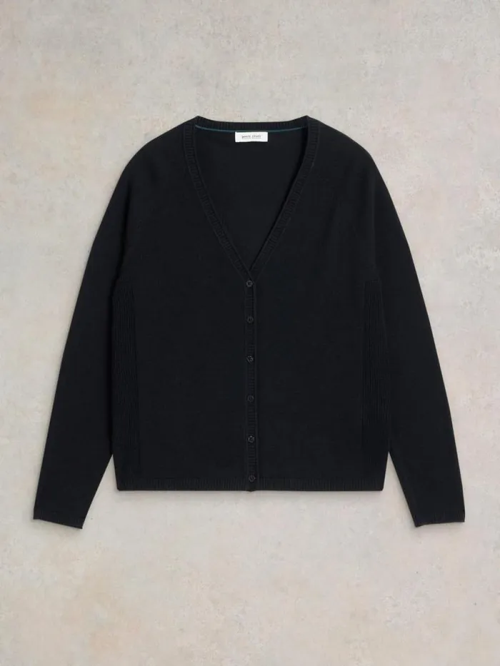Women LUNA V NECK CARDI Pure Black White Stuff Knitwear