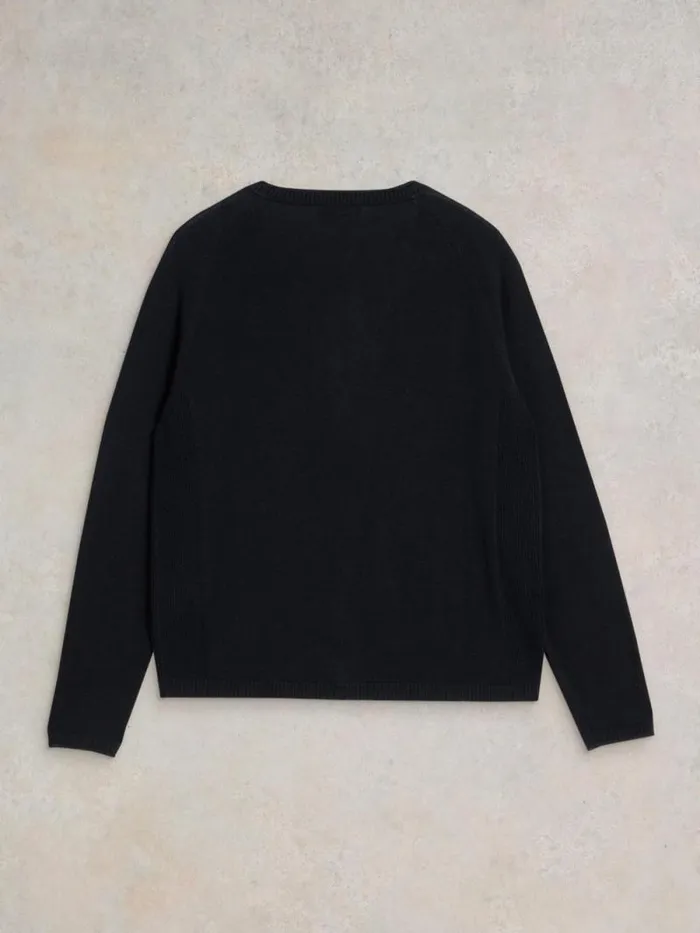 Women LUNA V NECK CARDI Pure Black White Stuff Knitwear